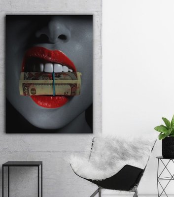 Картина  Губи Lips with dollar 10201 фото