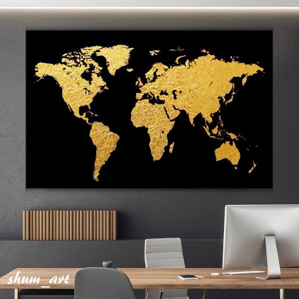 Картина Gold map of the world 10562 фото