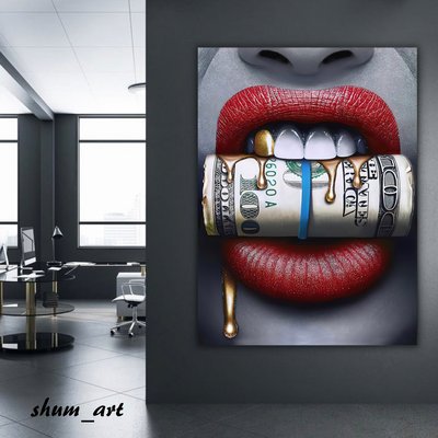 Картина Губи Lips with money 10076 фото